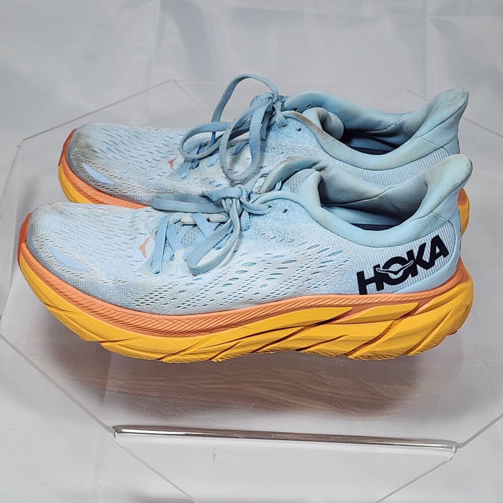 Hoka One One Clifton 8 Women 8.5 D Blue Walking Road Running Sneakers Comfort